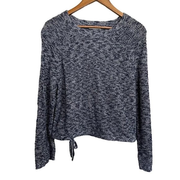 Madewell Womens Blue Chunky Knit Round Neck Raglan Tie Cinch Trim Sweater Small - Picture 1 of 5
